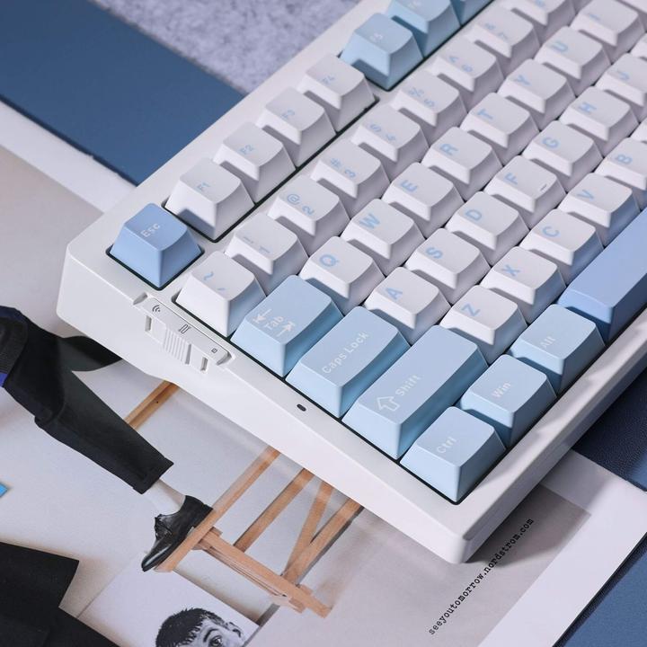 Actual product image Mchose G75 Pro Blue Matcha Latte V2 Tri-Mode Gasket Mechanical Keyboard (US, Cable, Wireless)