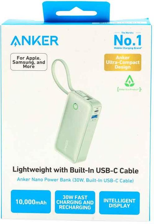 Image du produit Anker 545 Nano Power Bank 10000mAh PD 30W vert (10000 mAh, 30 W, 37 Wh)