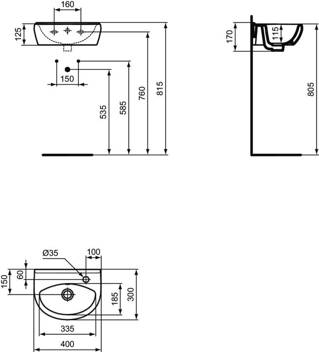 Actual product image Vidima BASIN HUNG ULYSSE S 40X430 WHITE (300 mm, 400 mm)