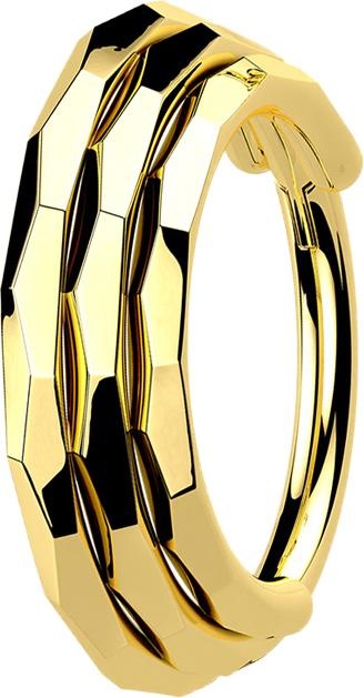Star Piercing Micro Segmentring klappbar vergoldet drei linien facettiert (ohne Messing, Titan G23)