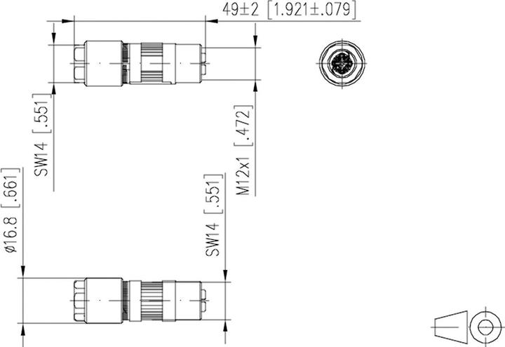 Produktbild Elbro M12 Buchse IP67 gerade geschirmt, X-kodiert, Cat. 6A
