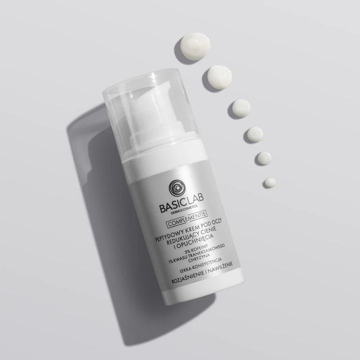 Produktbild BasicLab Complementis Peptide Eye Cream Reducing Dark Circles And Puffiness With 3% Caffeine. 1% (Augenpflege Gel, Tag, 15 ml)