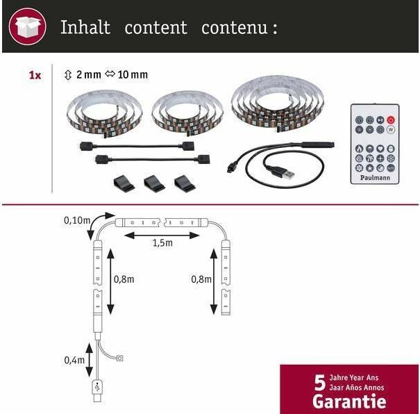 Image du produit Paulmann Luminaires USB TV Strips RGB 75 pouces (RGB, 0.31 cm, Intérieur)