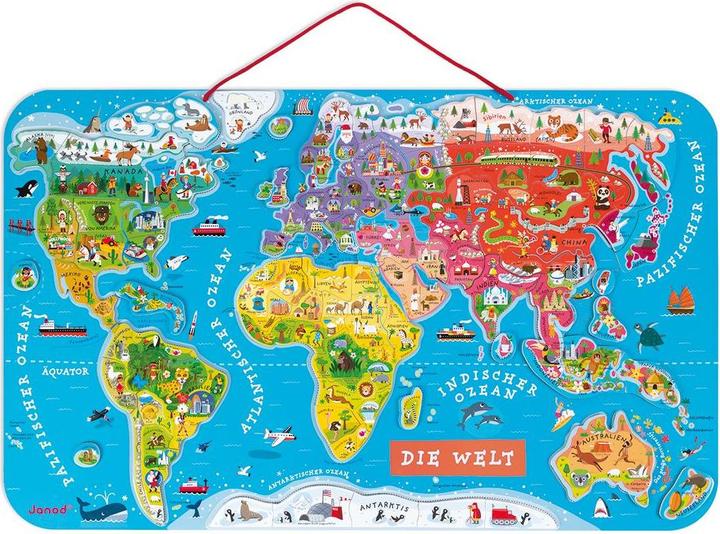 Image du produit Janod Carte magnétique "Le monde (92 pièces)