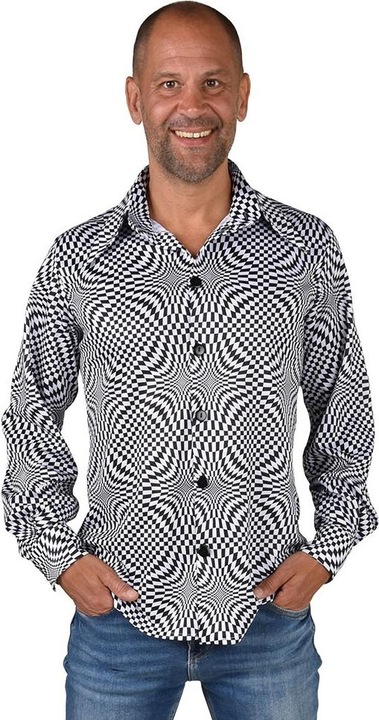 Immagine prodotto Magic by Freddie Camicia da uomo 70's Phsycedelic, nero/bianco (S/M)