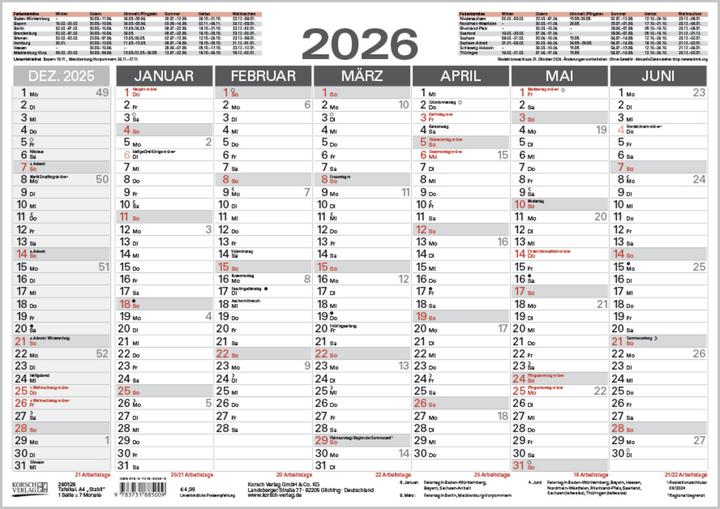 Actual product image Blackboard calendar A4 'Stable' 2026 (A4)