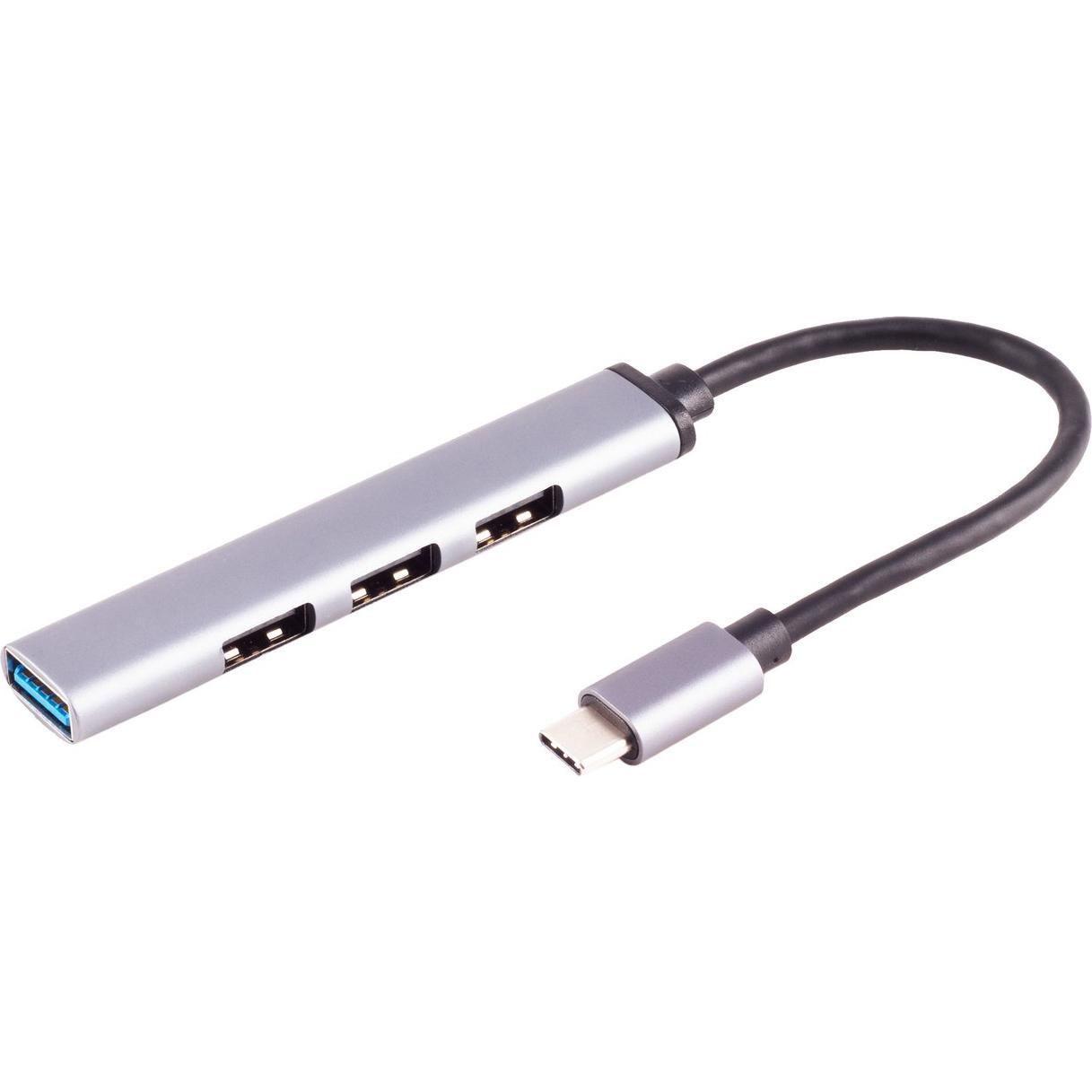 Shiverpeaks -BASIC-S--USB-C Hub, 3.0, 4-fach USB-A, ALU, slim, 0,12m (USB-C, 4 Ports), Dockingstation + USB Hub