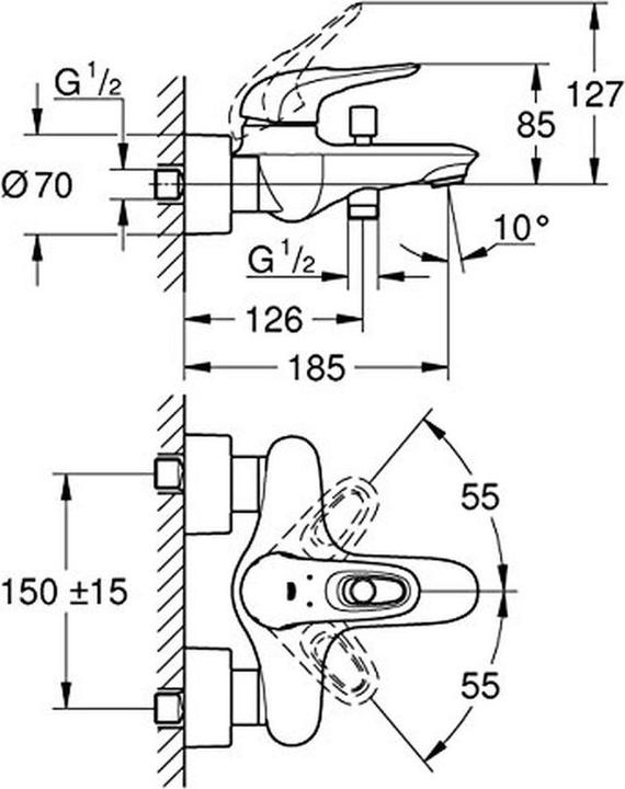 Produktbild Grohe Einhand-Wannenbatterie Eurostyle 33591LS3 wei