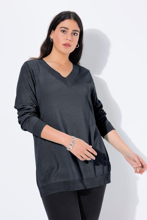 Immagine prodotto Ulla Popken Maglione in morbida maglia fine con scollo a V e maniche lunghe (42, 44)