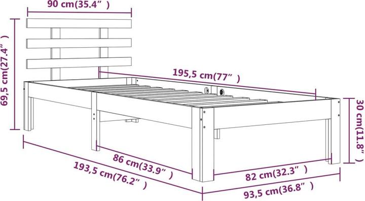 Image du produit vidaXL Bettrahmen (90 x 190 cm)