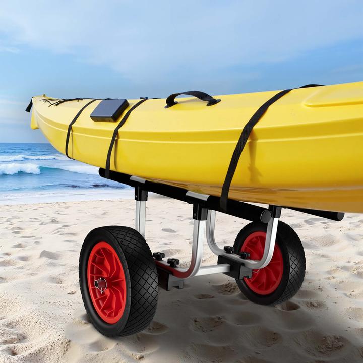 Produktbild Wiltec Alu Transportwagen 90kg grosses PU-Rad Ø31cm Kajakwagen Kanu Kanuwagen Kajak