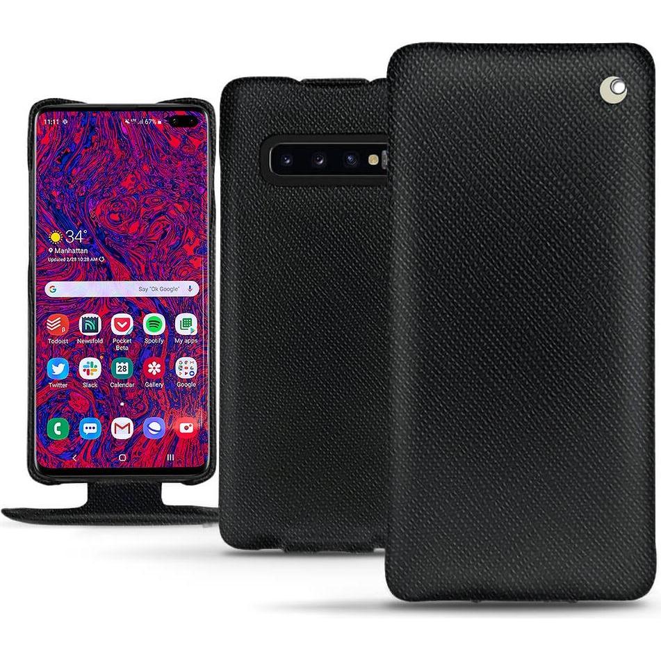 Noreve Lederschutzhülle vertikal (Samsung Galaxy S10 5G), Smartphone Hülle, Schwarz