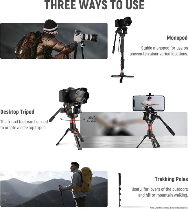 Actual product image Neewer Aluminum Alloy Monopod With Fluid Head (Metal)