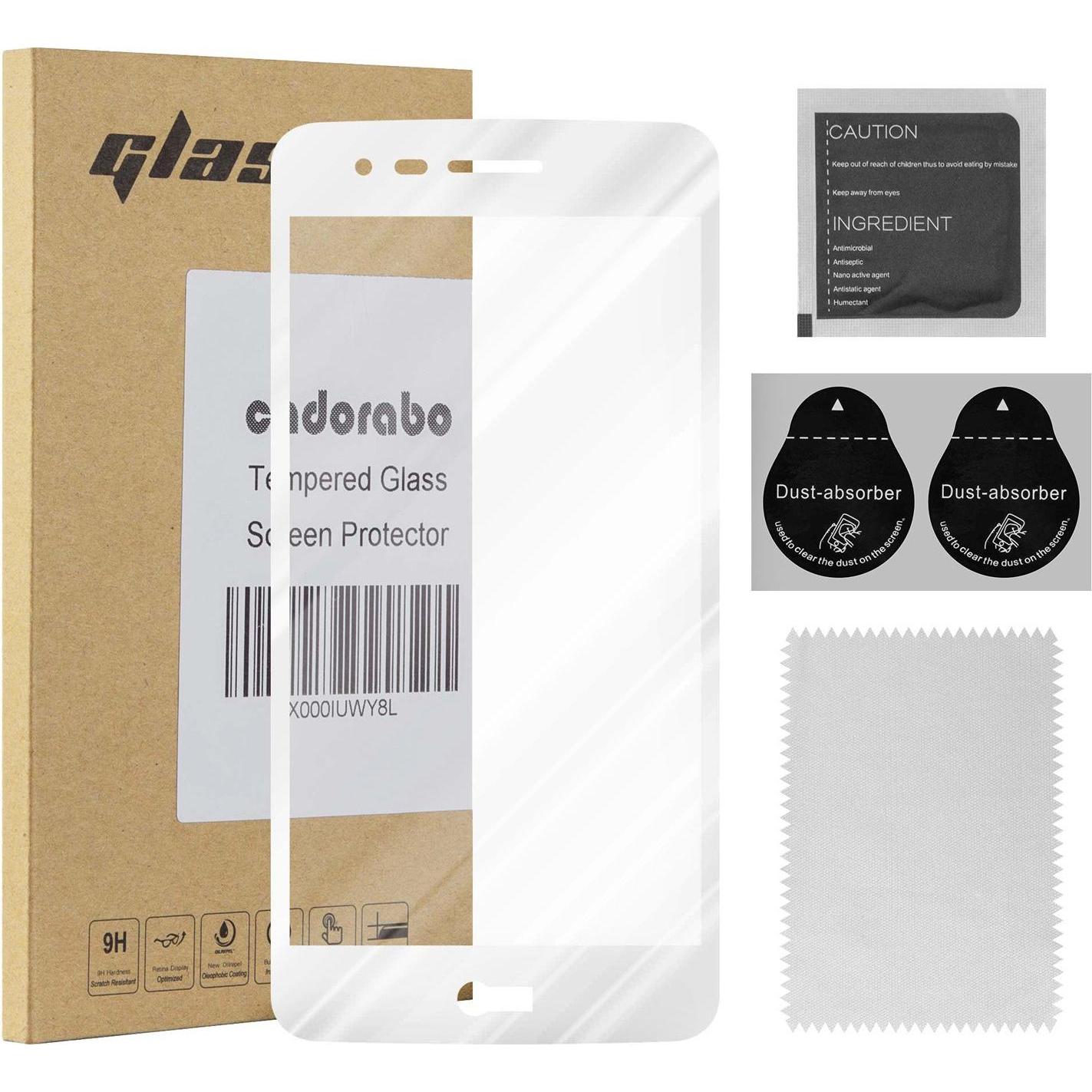 Cadorabo Vollbild Displayschutzglas (1 Stück, LG K8 2017), Smartphone Schutzfolie, Weiss