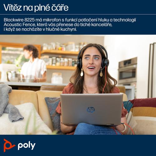 Produktbild HP Poly Blackwire 8225 + USB-C/A-Adapter (Kabelgebunden, USB-C, Zoom)