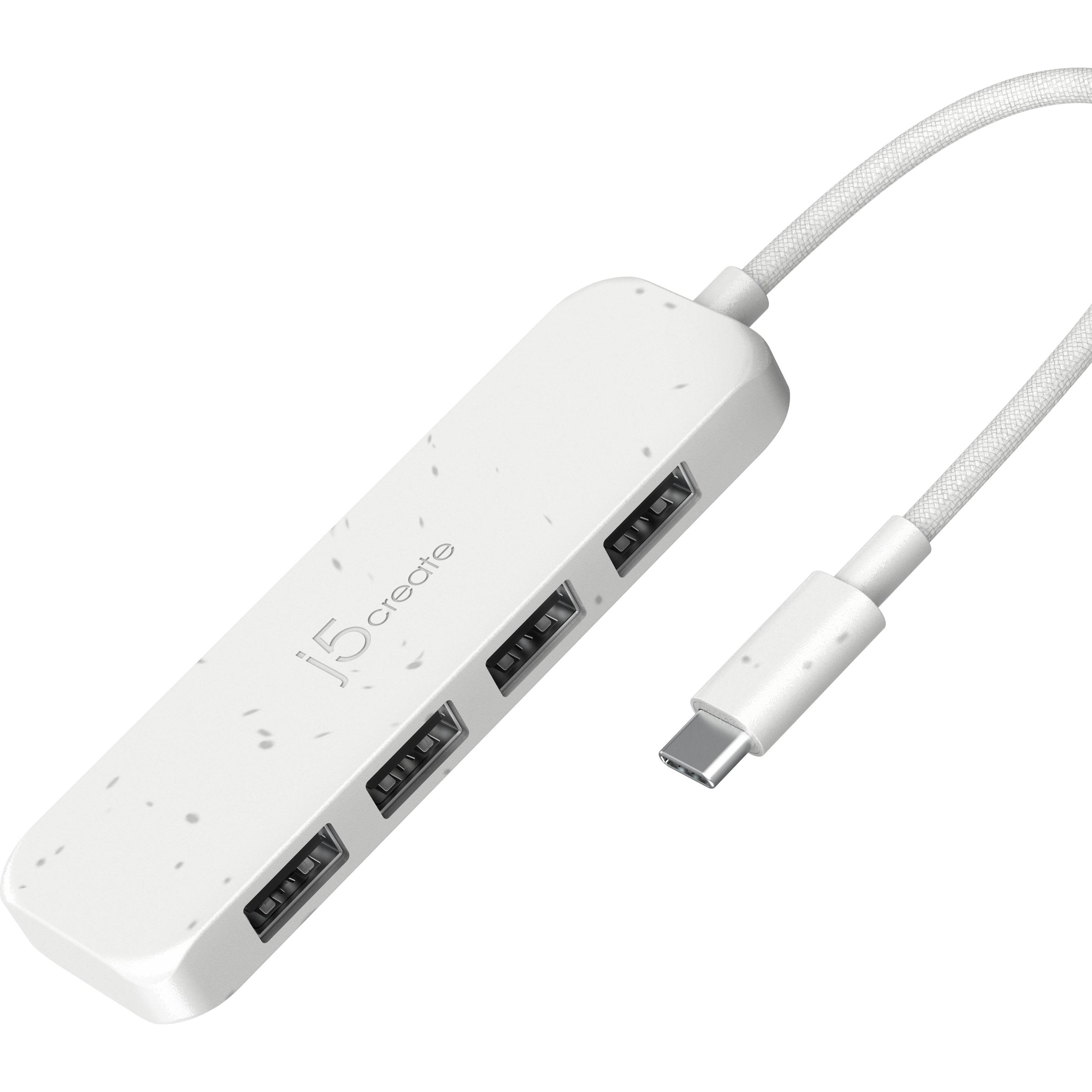 j5Create Umweltfreundlicher USB-C-zu-Hub Typ A Gen 2 mit 4 Anschlüssen, USB 3.2 Gen 1 (3.1 Gen 1) Ty (USB-C, 4 Ports), D...