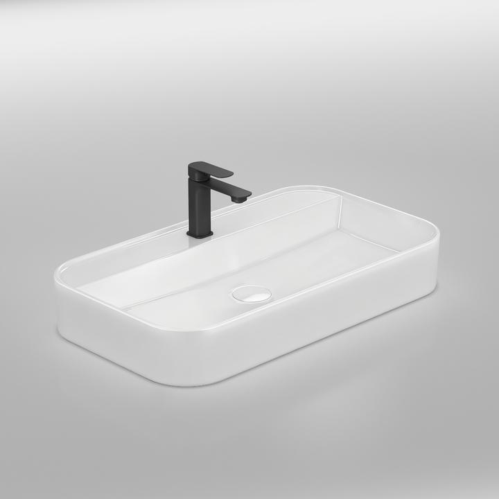 Produktbild Emke Aufsatzwaschbecken Rechteckiger Aufsatzwaschtisch Hänge Waschbecken Bad mit Hahnloch 70×11×40 c (400 mm, 700 mm)