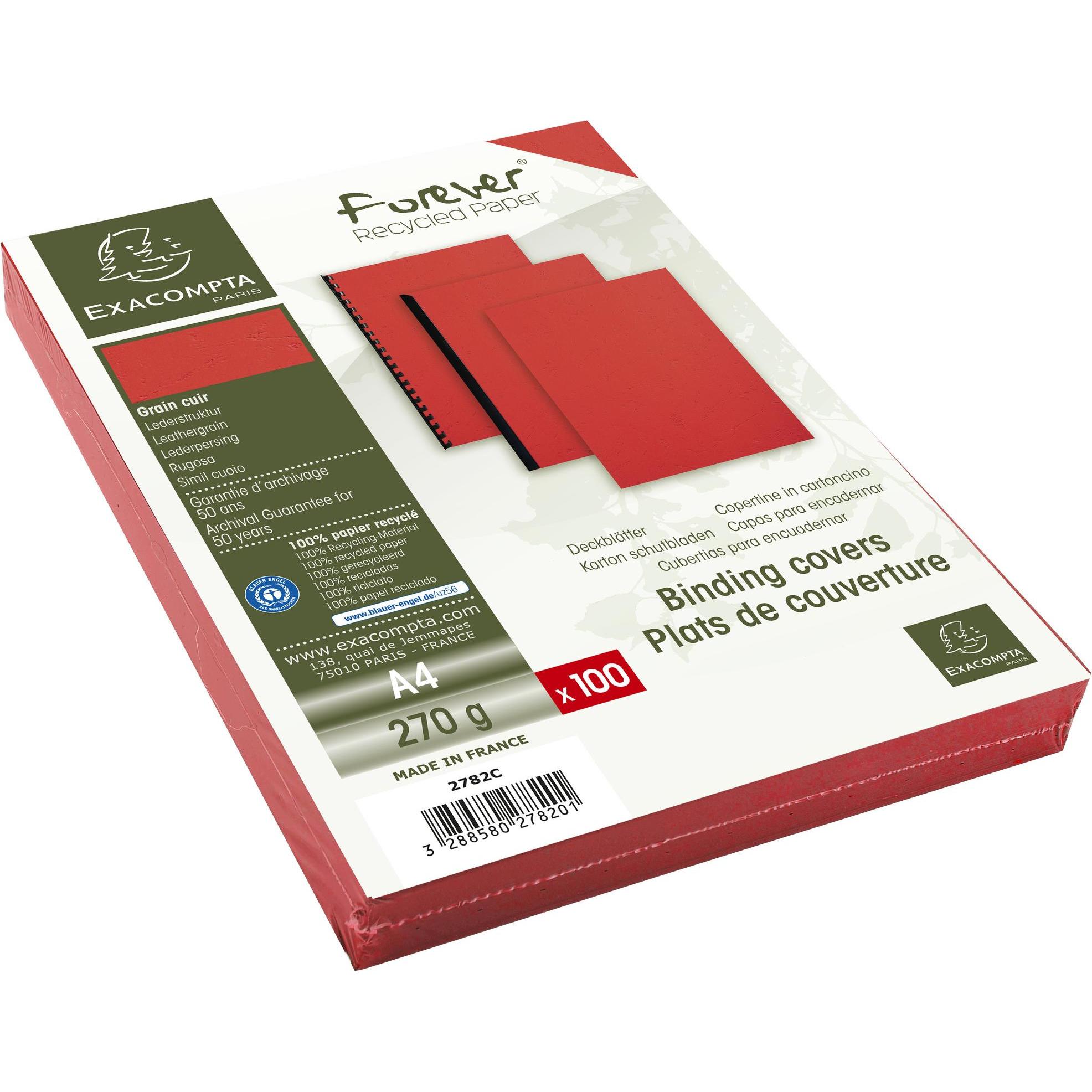 Exacompta, Bindegerät Zubehör, Einbanddeckel Evercover 270 g/m², 100 Stück, Rot