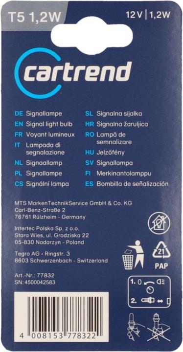 Nährwerte und Zutaten Unitec Standard Leuchtmittel (W1.2W)