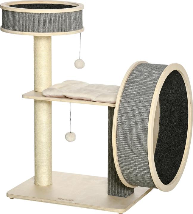 Image du produit PawHut Arbre à chat avec roue d'exercice (91 cm, Multicolore)