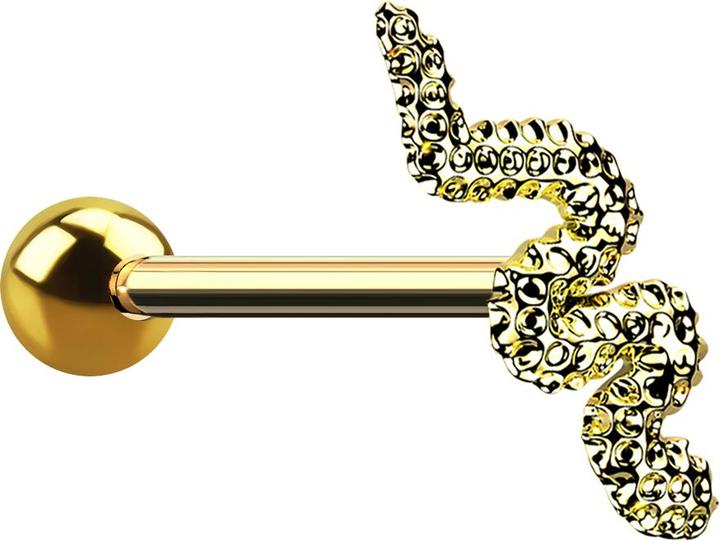 Immagine prodotto Star Piercing Micro Barbell vergoldet mit Kugel und Schlange (senza ottone, Acciaio chirurgico 316L)