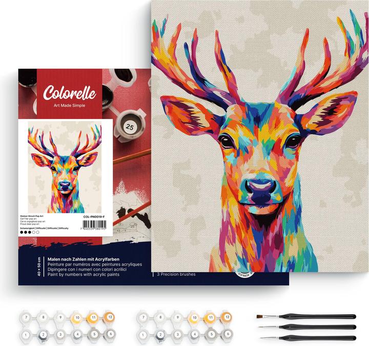 Colorelle Malen nach Zahlen: Stolzer Hirsch Pop Art