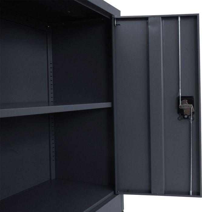 Produktbild Mendler Aktenschrank HWC-O50, abschliessbar, Stahl 98x80x40cm – dunkelgrau (80 x 40 x 98 cm)