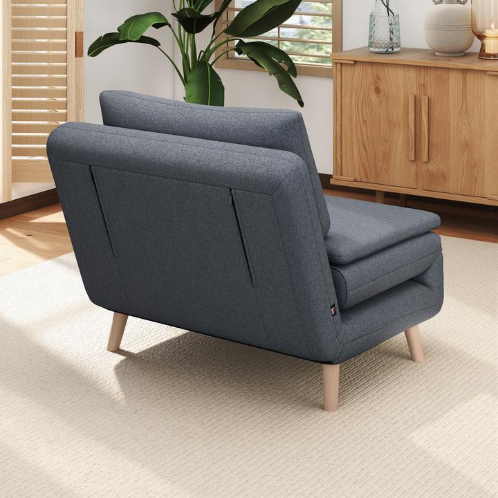 Actual product image Homcom Schlafsessel Polyester, Buchenholz Grau