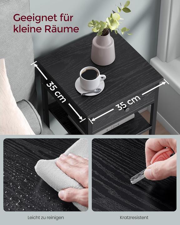 Actual product image Vasagle Nachttisch mit Schublade und Fächern im Industrie-Design (35 x 35 x 70 cm)