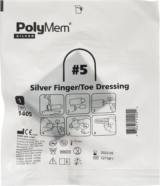 Immagine prodotto PolyMem Benda per dita e piedi argento XXL No.5 6 pezzi.