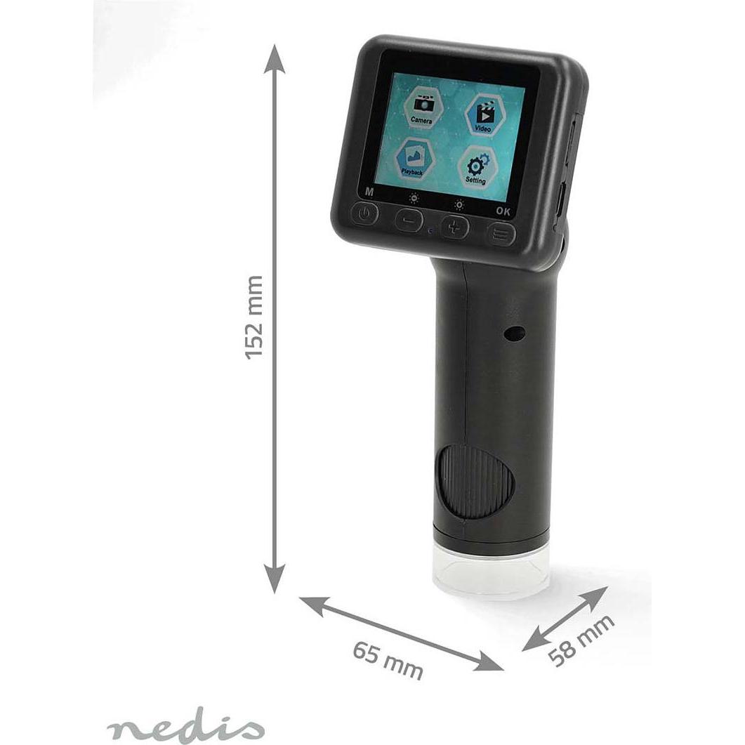 Nedis Mikroskopkamera | 1080p@30fps | 48 MPixel | Zoomen: 8 x | Vergrösserung: 500 x | Monitorgrösse: (MCAM2424BK)