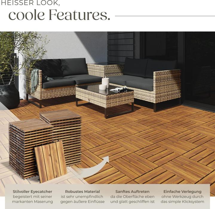 Actual product image tectake 20er Set Terrassenfliesen Tabula Akazienholz, je 4 Lamellen (20 x)