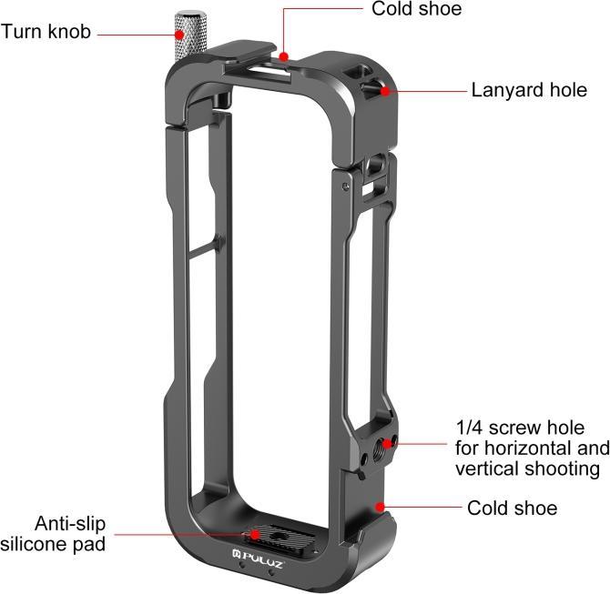 Image du produit Puluz For Insta360 X4 Metal Protective Cage Rig Housing Frame with Lens Cover (Black)