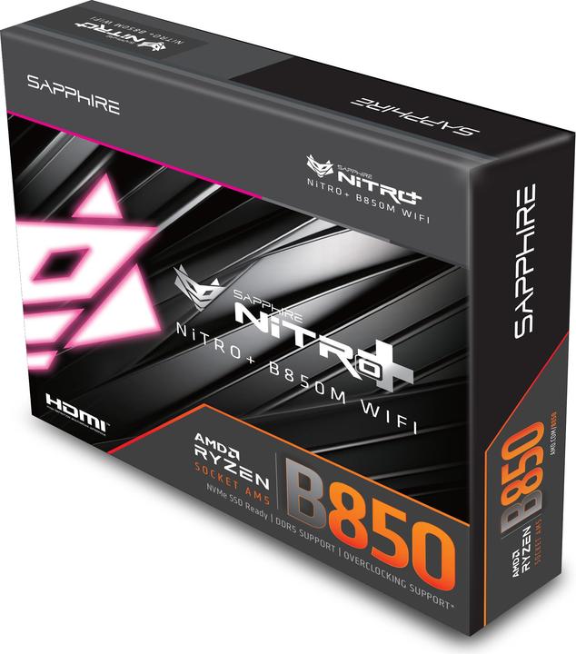 Produktbild Sapphire NITRO+ B850M WIFI 1xHDMI 1.4 1xDP 1.2 (AM5, AMD B850, mATX)