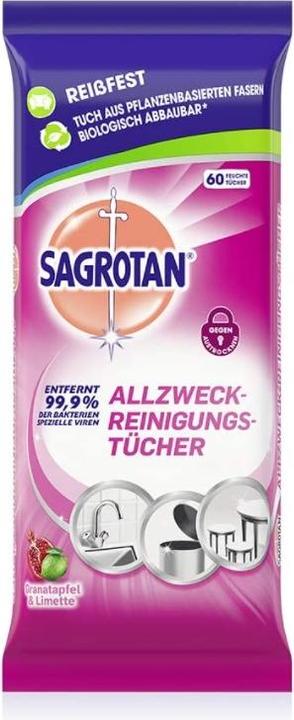 Produktbild Sagrotan Granatapfel & Limette feuchte Allzwecktücher 60 Tücher (1 Stk.)