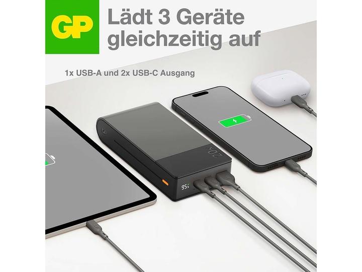 Immagine prodotto GP Batteries GP PowerBank M2+ 20C 20000mAh 2xUSB-C/1xUSB-A indicatore LED nero (20000 mAh, 22.50 W, 74 Wh)
