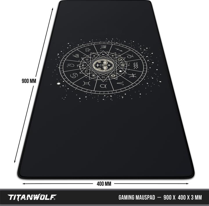 Produktbild Titanwolf Gaming Mauspad, 900 x 400mm XXL Mausmatte, verbessert Präzision & Geschwindigkeit, Zodiac (XXL)