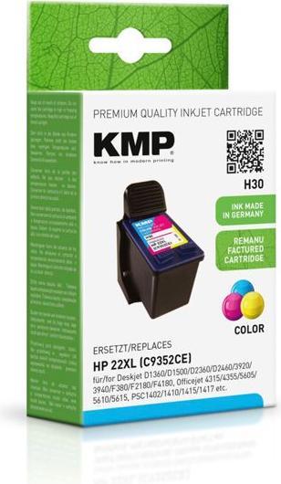Produktbild KMP Tinte ersetzt HP22XL (C9352CE) (M, C, Y)