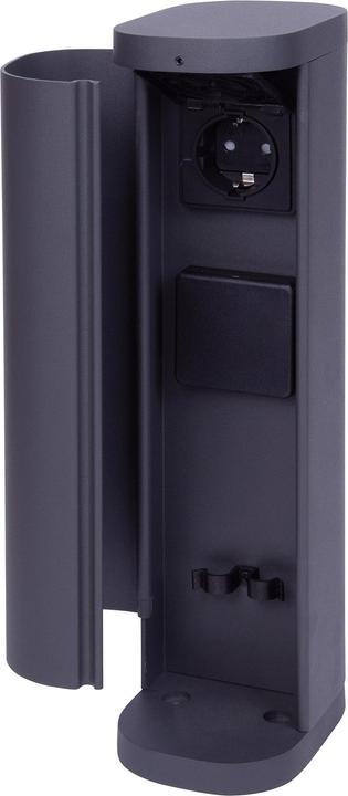 Novatool 1x Socket tower 2-fold outdoor anthracite round with cover IP44 socket outlet outdoor