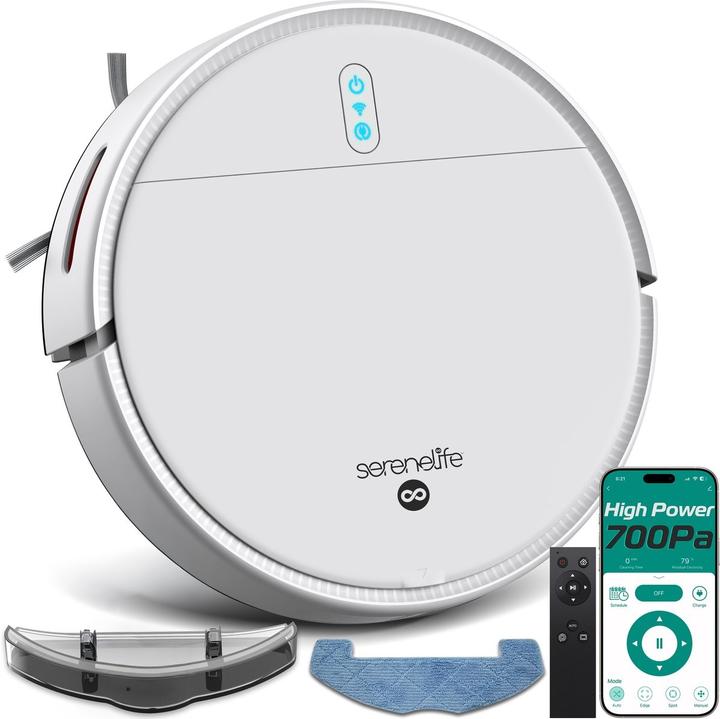 SereneLife Schlanker Roboterstaubsauger und Wischroboter Kombi (Wischtuch)