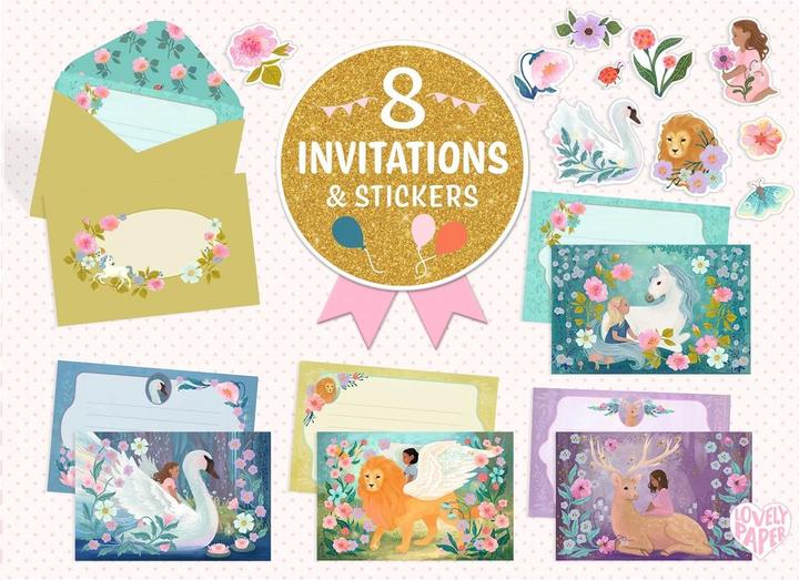 Actual product image Djeco Einladungskarten-Set magische Kreaturen (8 pcs.)