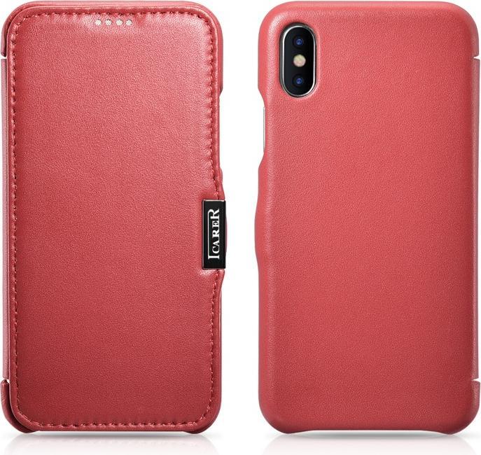 Produktbild iCarer iPhone X/XS - Luxury Series Flip Case Rot RIX02 (Apple iPhone X)