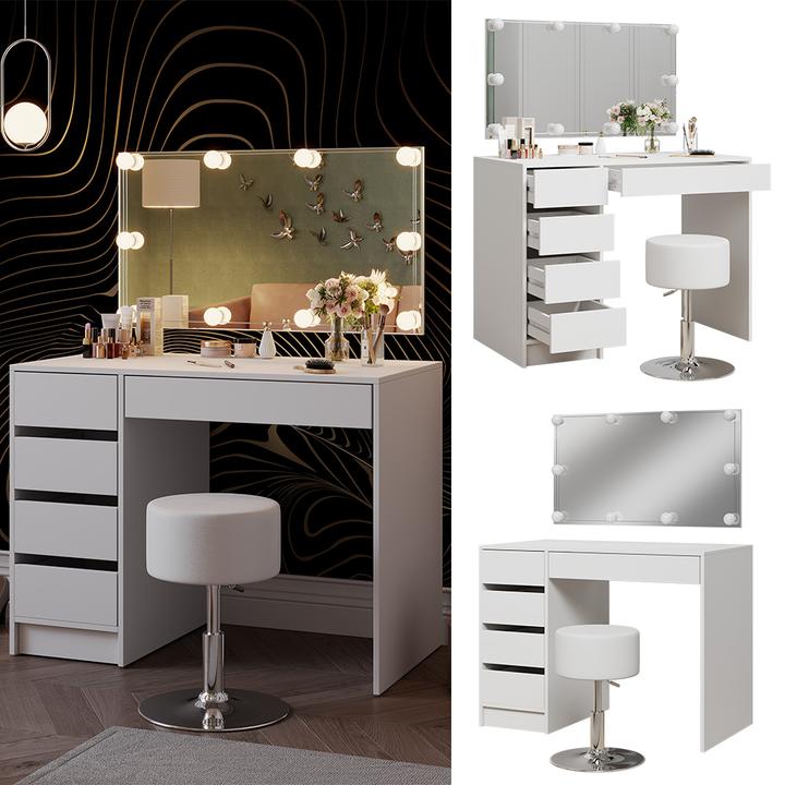 Image du produit Vicco Thalia avec tabouret et éclairage (100 x 50 x 75.50 cm)