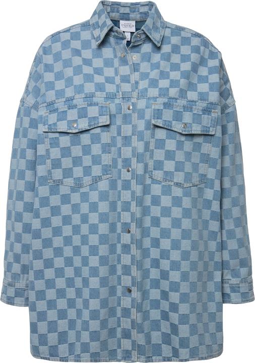 Immagine prodotto Studio Untold Camicia di jeans unisex dal taglio oversize con design a scacchi e maniche lunghe (L)
