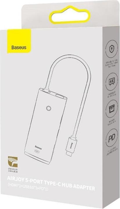 Produktbild Baseus HUB Lite Series 5-Port USB-C to HDMI+USB3.0x3+PD (Black) (USB-C, 5 Ports)