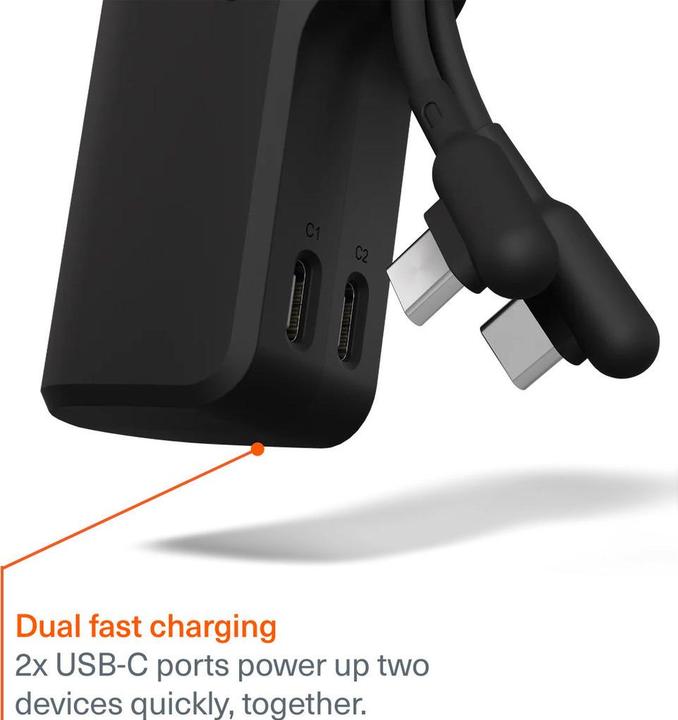 Actual product image Cygnett Thumboost 5K Powerbank with semi-integrated USB-C Cable Black (5000 mAh, 15 W, 18.50 Wh)
