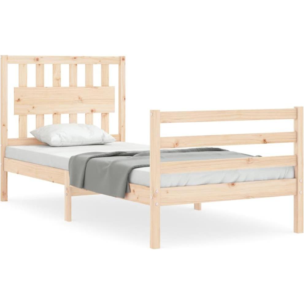 VidaXL, Bett, Massivholzbett mit Kopfteil 100x200 cm (100 x 200 cm)