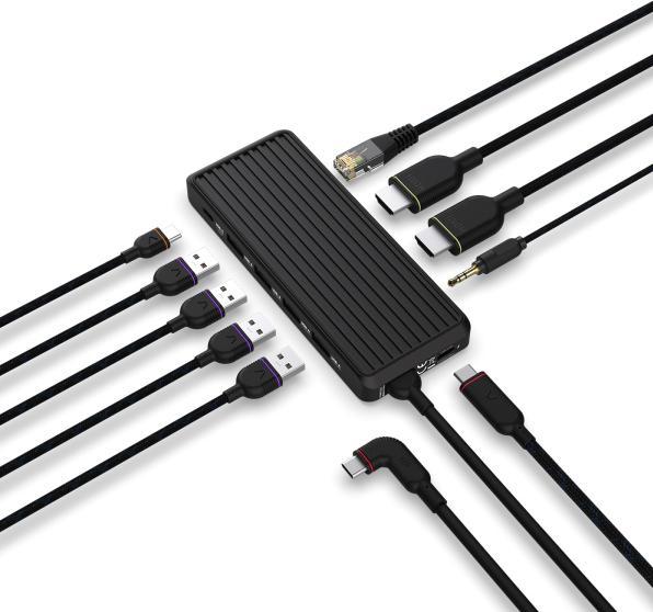 Produktbild Unisynk 10 POrt USB-C Hub 4K 60Hz 100W Black (USB-C, 10 Ports)