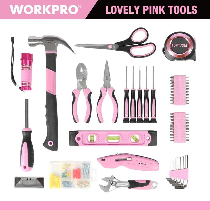 Image du produit Workpro Kit d'outils rose (106 pièces)
