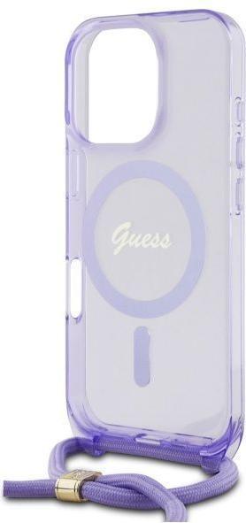 Produktbild Guess GUHMP16LHCTSGNSU iPhone 16 Pro 6.3" fioletowy/purple hardcase Crossbody Cord Script MagSa